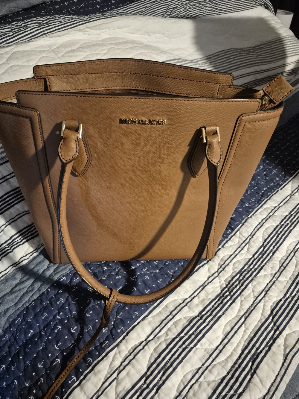 Michael Kors Brown Saffiano Leather Structured Tote - Picture 3 of 4